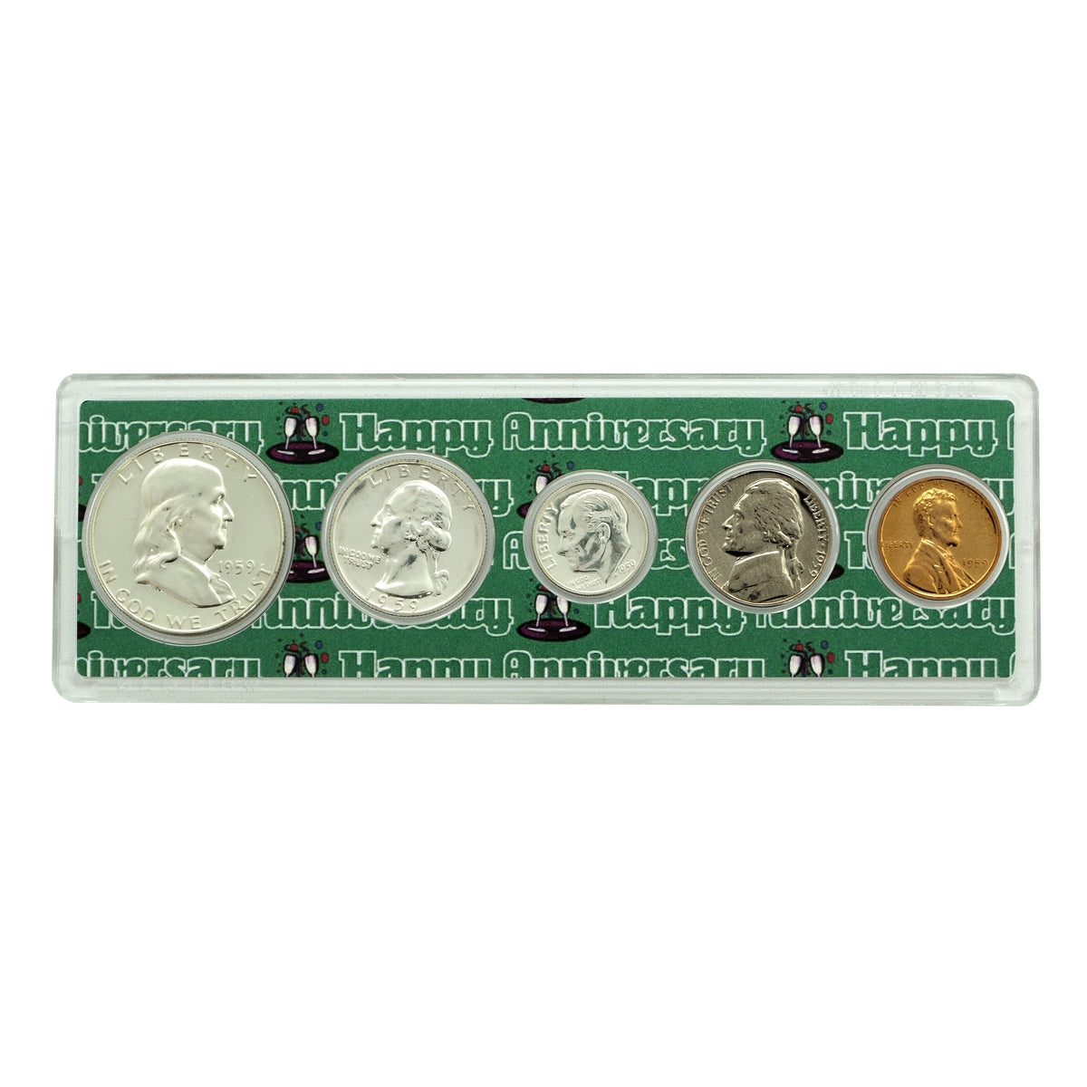 1959 - 63rd Anniversary Year Coin Set in Happy Anniversary Holder