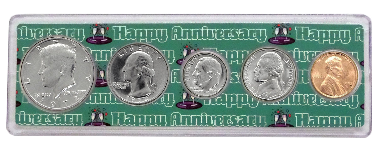 1972 - 50th Anniversary Year Coin Set in Happy Anniversary Holder
