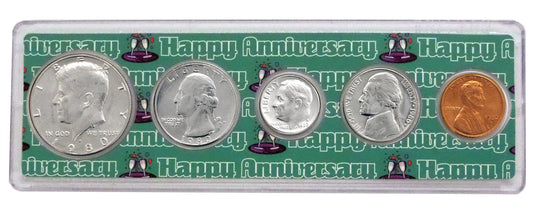 1980 - 42nd Anniversary Year Coin Set in Happy Anniversary Holder