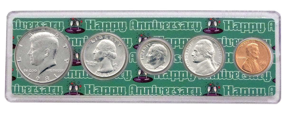 1981 - 41st Anniversary Year Coin Set in Happy Anniversary Holder