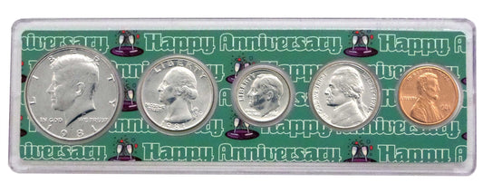 1981 - 41st Anniversary Year Coin Set in Happy Anniversary Holder