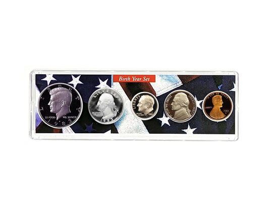 1983 Birth Year Coin Set in American Flag Holder