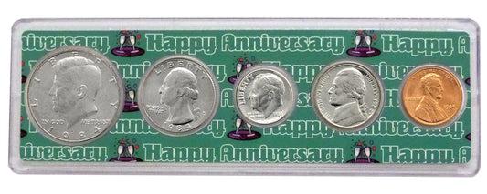 1984 - 38th Anniversary Year Coin Set in Happy Anniversary Holder
