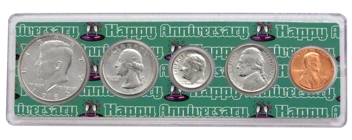 1985 - 37th Anniversary Year Coin Set in Happy Anniversary Holder