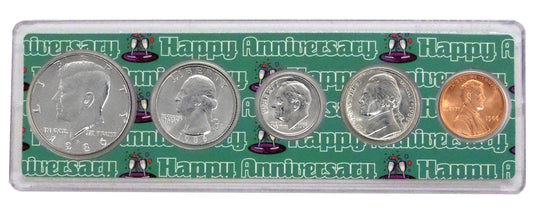 1986 Anniversary Year Coin Set - Uncirculated 5-Coin Collection in Commemorative Holder