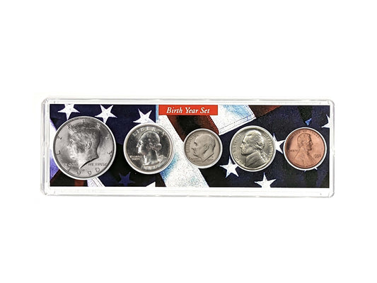 1990 Birth Year Coin Set - Uncirculated 5-Coin Collection in Patriotic Holder