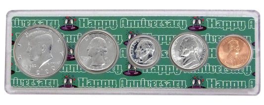 1990 Anniversary Year Coin Set - Uncirculated 5-Coin Collection in Commemorative Holder