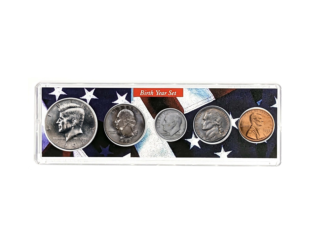 1993 Birth Year Coin Set - Uncirculated 5-Coin Collection in Patriotic Holder