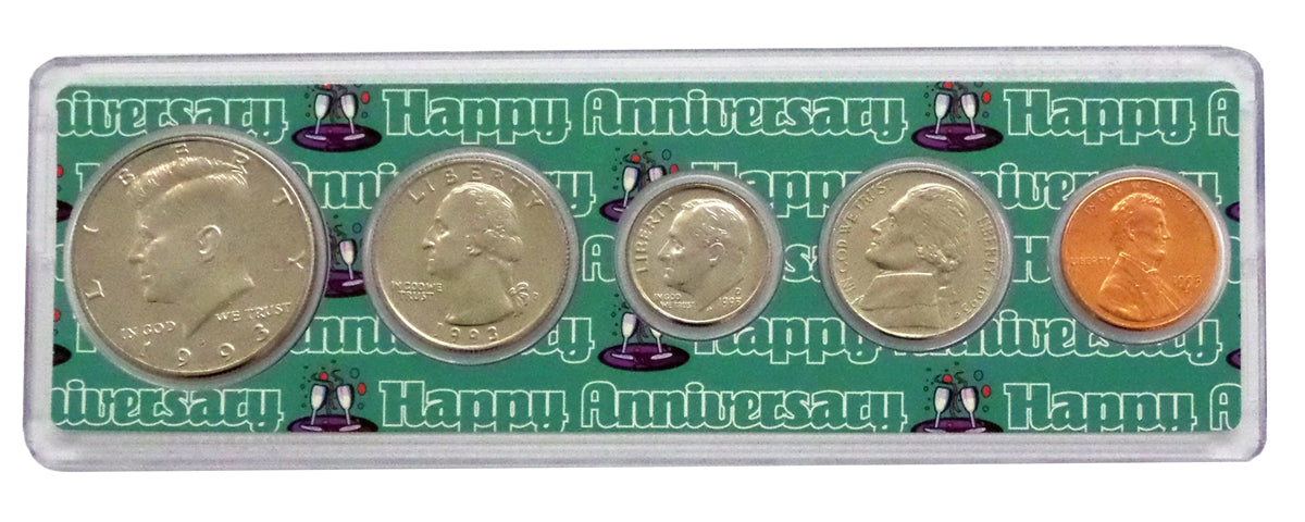 1993 - 29th Anniversary Year Coin Set in Happy Anniversary Holder
