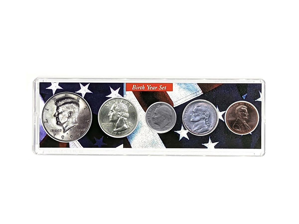 1997 Birth Year Coin Set - Uncirculated 5-Coin Collection in Patriotic Holder