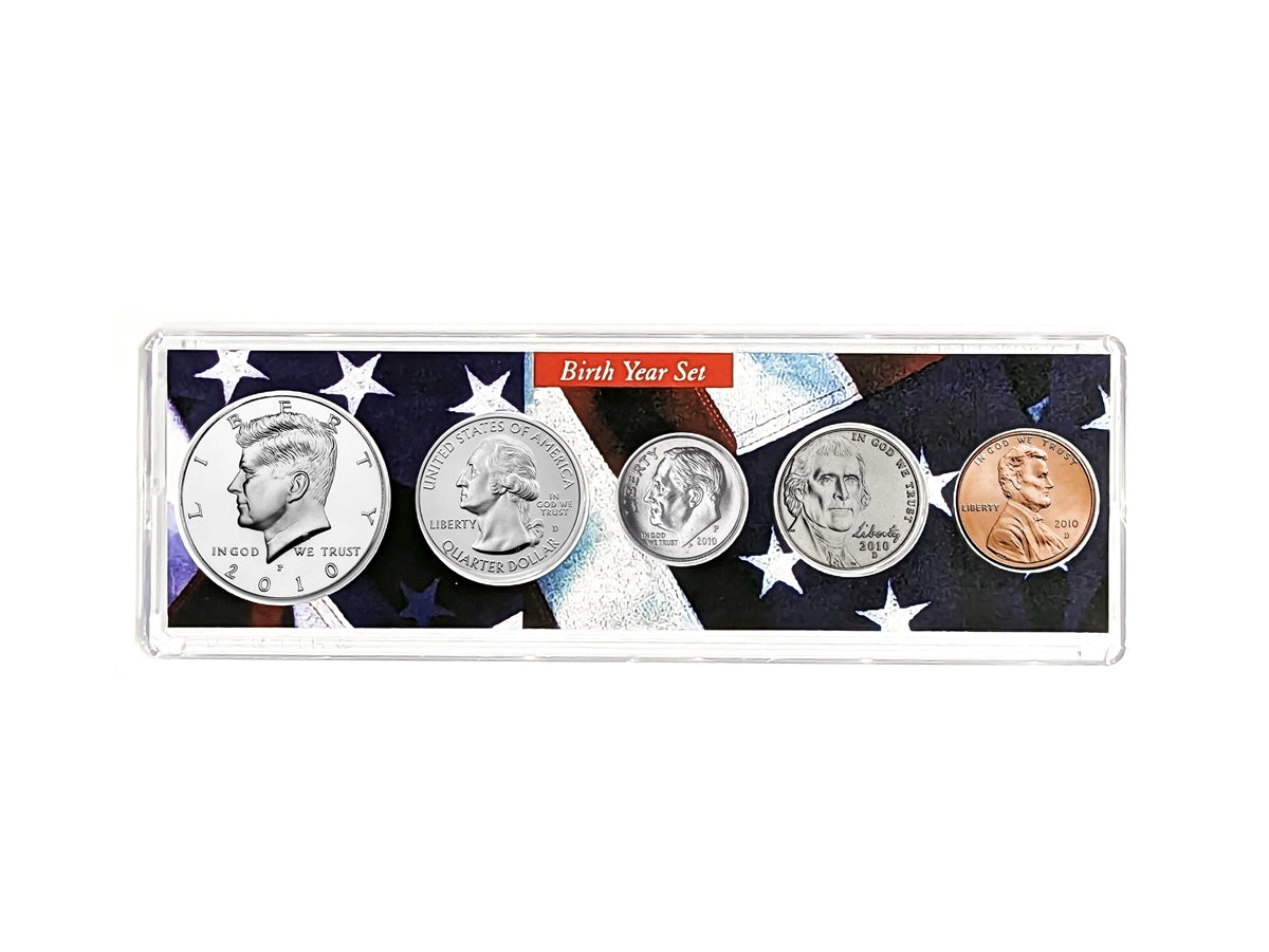 2010 Birth Year Coin Set - Uncirculated 5-Coin Collection in Patriotic Holder