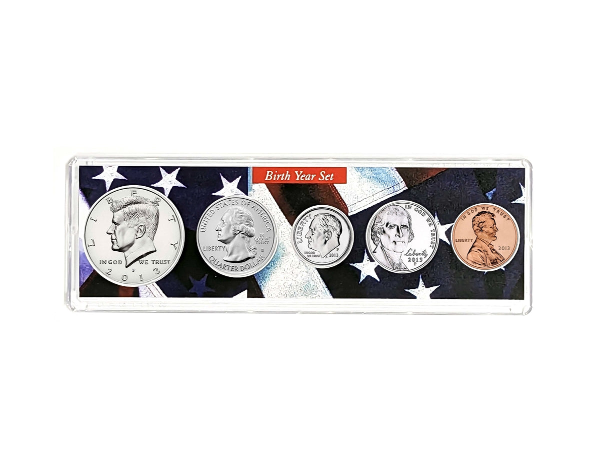 2013 Birth Year Coin Set - Uncirculated 5-Coin Collection in Patriotic Holder