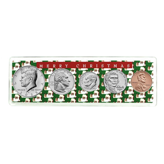 2025 - 5 Coin Birth Year Set in Merry Christmas Holder