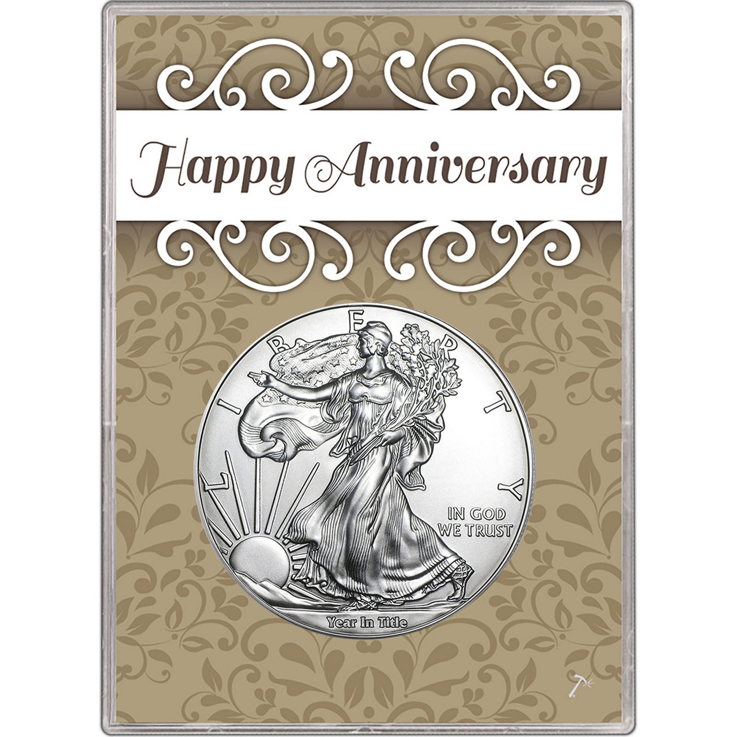 2000 U.S. Silver Eagle in Happy Anniversary Holder - Gem Brilliant Uncirculated