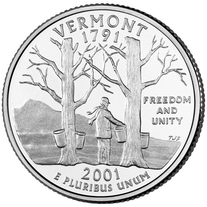 2001-D Vermont State Quarter Roll - 40 Coins BU