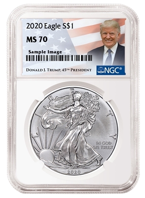2020 NGC MS 70 Silver Eagle Donald J. Trump Label