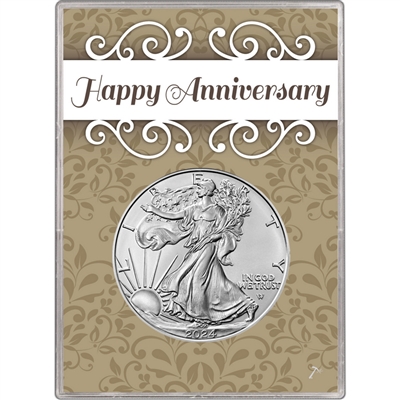 2024 U S Silver Eagle In Happy Anniversary Holder Gem Brilliant   SE2024 ANNIVERSARY 2T 